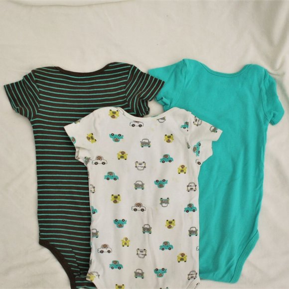 24Mo Boy Set 3-Piece Monkey Car Bodysuit Cute Carters Baby Onesie Short Sleeved - Picture 9 of 11